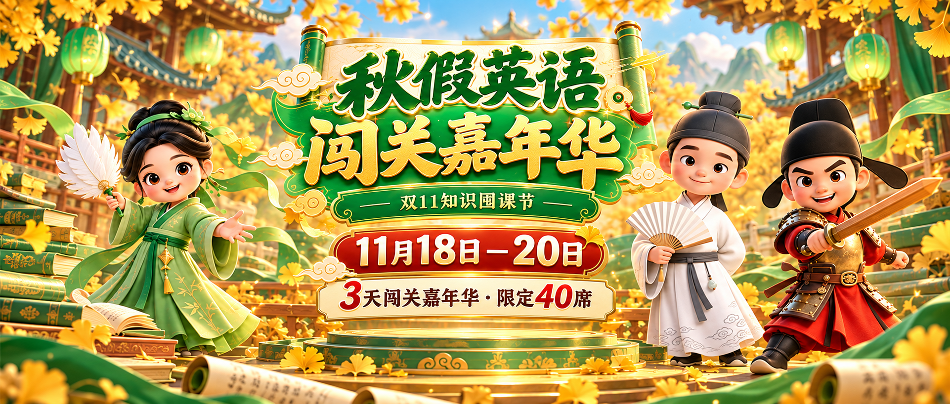 3天线下闯关、双11拼团福利「秋假英语·闯关嘉年华」重磅开启！